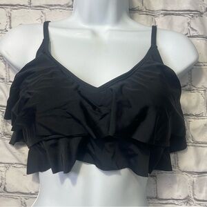 Black Ruffle Bikini Top